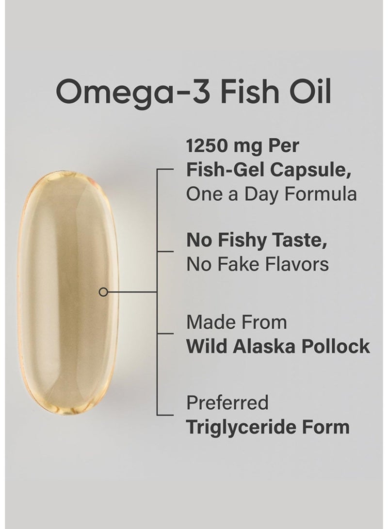 SPORTS RESEARCH Omega-3, Triple Strength, 1250 mg, Made with Alaskaomega, with Triglycerides EPA and DHA | Supporting the heart, brain and joints | IFOS Certified 5 Star, Non-GMO & Gluten Free - 90 Softgels - Image 2